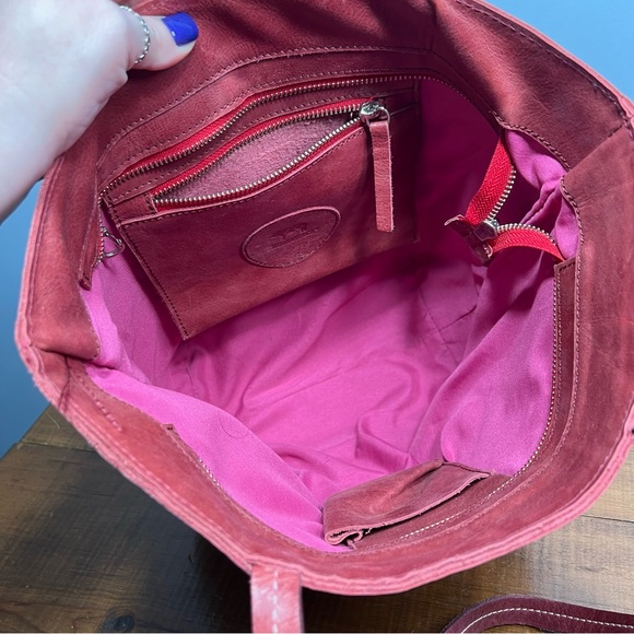 Humawaca handmade deep wine red leather tote bag - Picture 5 of 12